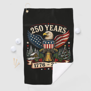 USA 250th Anniversary Patriotic Christmas Eagle Golf Towel