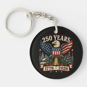 USA 250th Anniversary Patriotic Christmas Eagle Keychain
