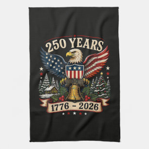 USA 250th Anniversary Patriotic Christmas Eagle Kitchen Towel