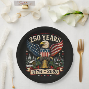 USA 250th Anniversary Patriotic Christmas Eagle Paper Plates