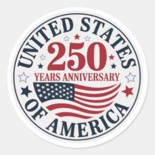 USA 250th Anniversary Patriotic Classic Round Sticker