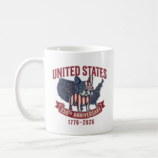 USA 250th Anniversary  Patriotic Dog American Flag Coffee Mug