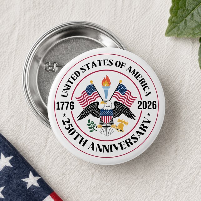 USA 250th Anniversary Patriotic Eagle Emblem Button (Matching items available)