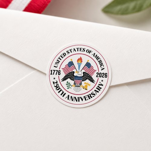 USA 250th Anniversary Patriotic Eagle Emblem Classic Round Sticker