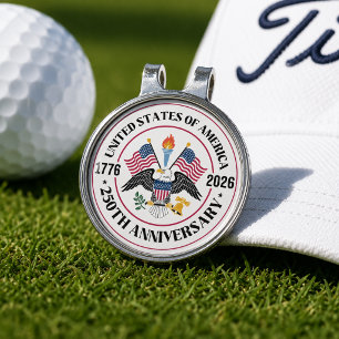 USA 250th Anniversary Patriotic Eagle Emblem Golf Hat Clip