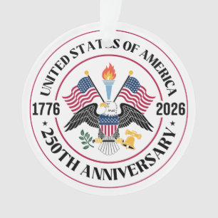 USA 250th Anniversary Patriotic Eagle Emblem Ornament