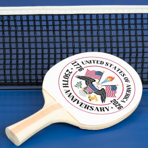 USA 250th Anniversary Patriotic Eagle Emblem Ping Pong Paddle