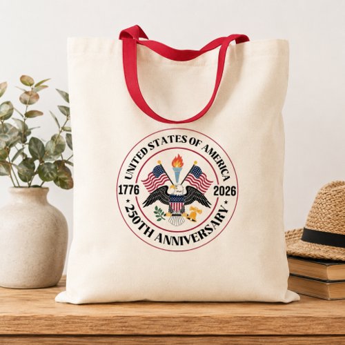 USA 250th Anniversary Patriotic Eagle Emblem Tote Bag