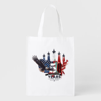 USA 250th Anniversary Patriotic Eagle Fighter Jet Grocery Bag