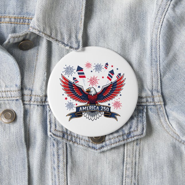 USA 250th Anniversary Patriotic Eagle Firecracker  Button (In Situ)