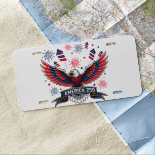 USA 250th Anniversary Patriotic Eagle Firecracker  License Plate
