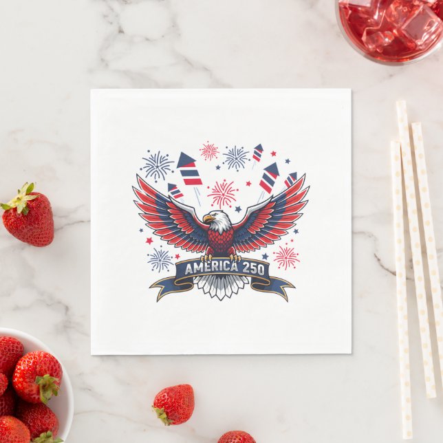 USA 250th Anniversary Patriotic Eagle Firecracker  Napkins (Insitu)