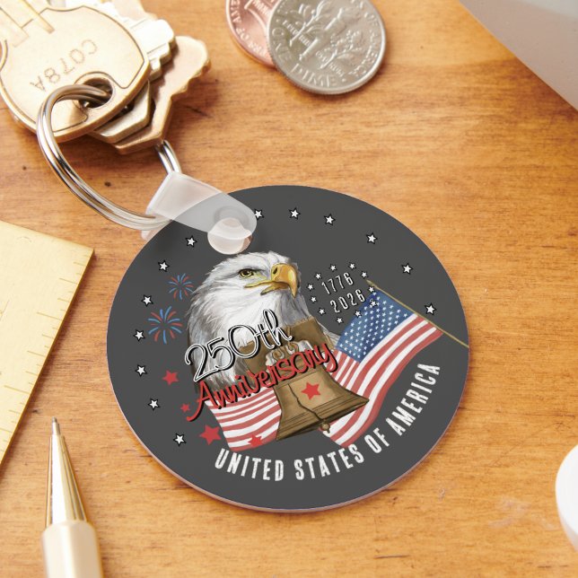 USA 250th Anniversary Patriotic Eagle Keychain (USA 250th Anniversary Patriotic Eagle Keychain)