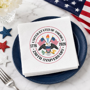 USA 250th Anniversary Patriotic Eagle Seal Napkins