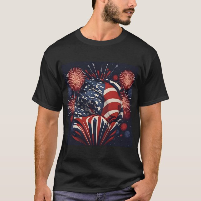USA 250th Anniversary Patriotic Fireworks T-Shirt (Front)
