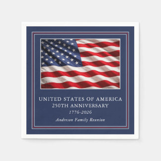 USA 250th Anniversary Patriotic Party Navy Blue Napkins