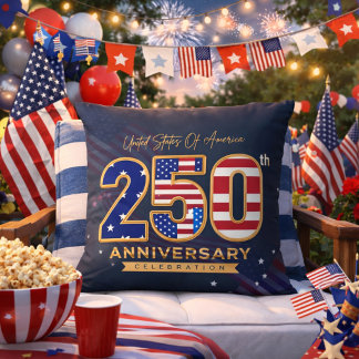 USA 250th Anniversary Patriotic  Throw Pillow