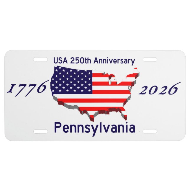 USA 250th Anniversary Pennsylvania PA License Plate (Front)