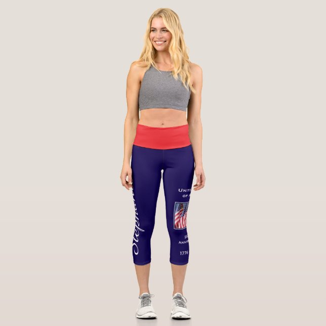 USA 250th Anniversary personalized yoga Capri Leggings (Front)