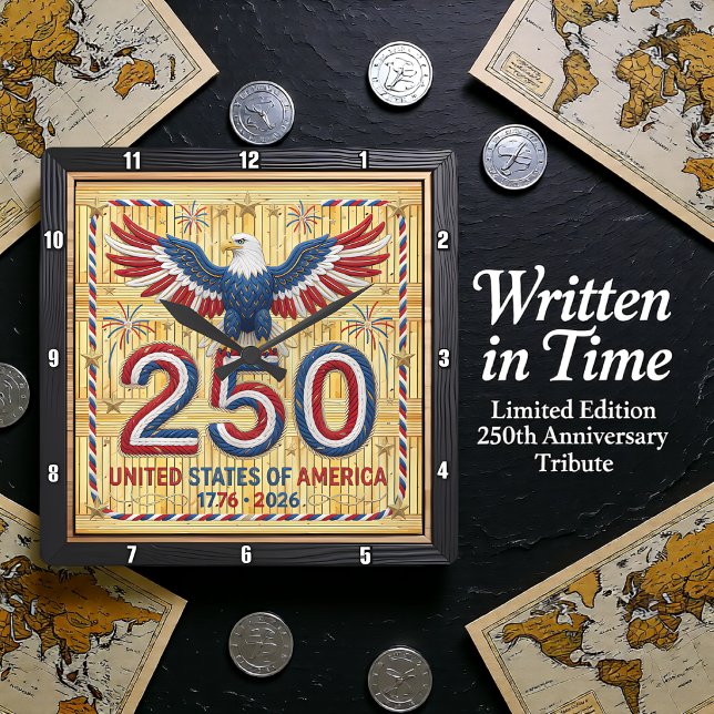 USA 250th Anniversary Rope-Craft Eagle Square Wall Clock (Creator Uploaded)
