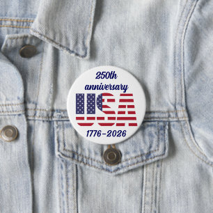 USA 250th Anniversary Semiquincentennial 1776–2026 Button