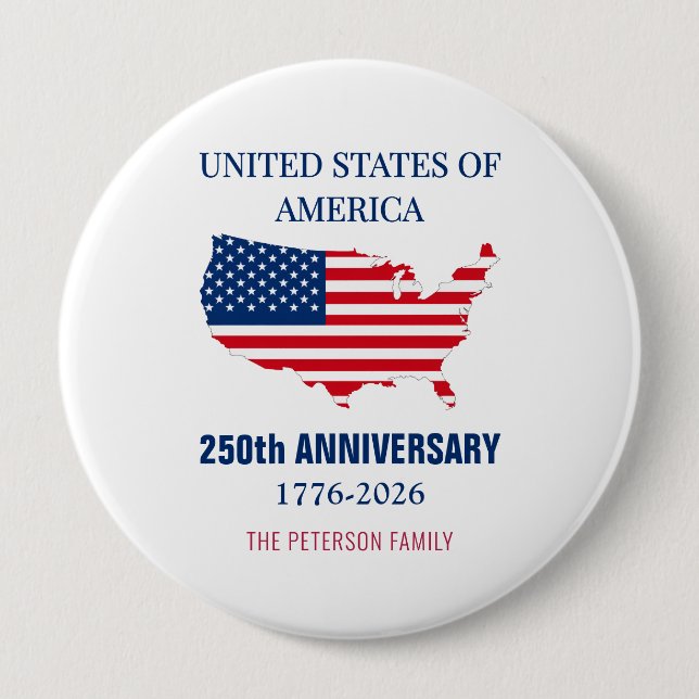 USA 250th Anniversary Semiquincentennial Patriotic Button (Front)