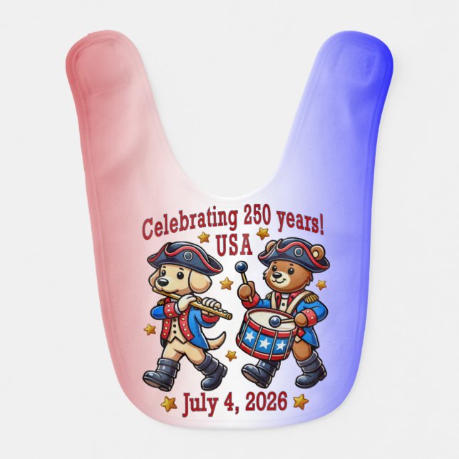 USA 250th Anniversary Souvenir - Patriotic  Baby Bib (Front)