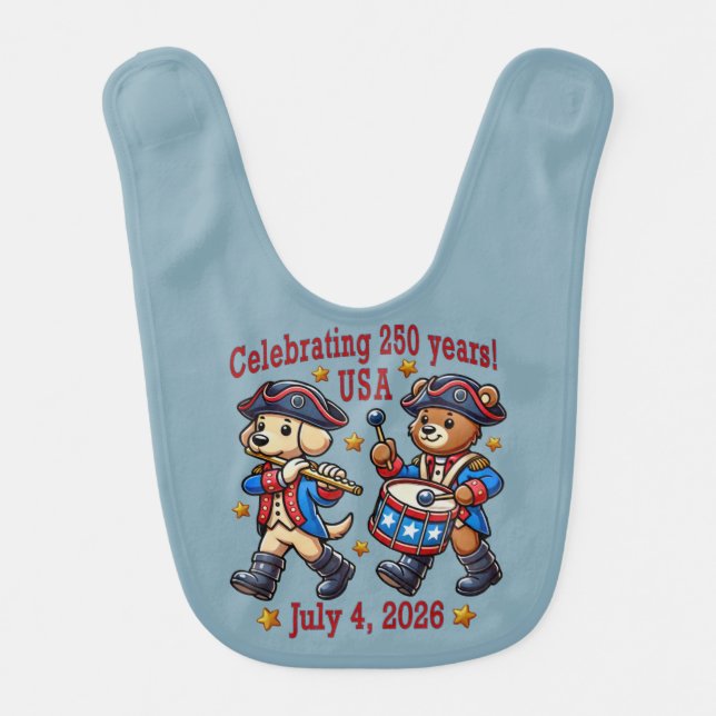 USA 250th Anniversary Souvenir - Patriotic  Baby Bib (Front)