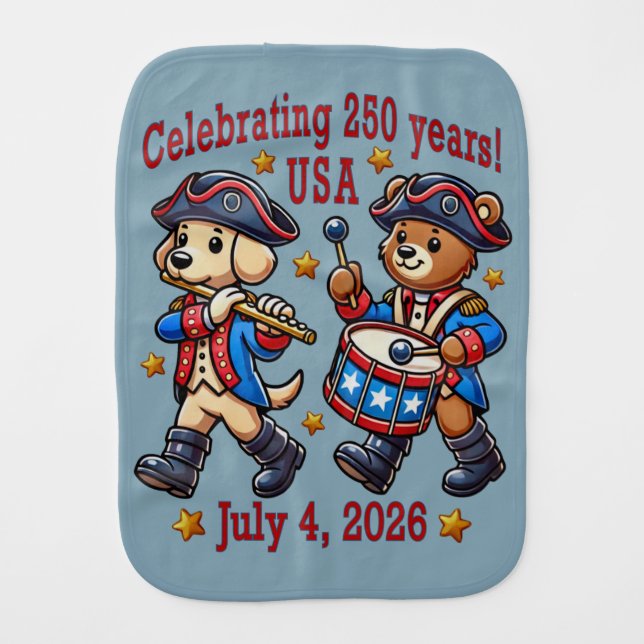 USA 250th Anniversary Souvenir - Patriotic  Baby Burp Cloth (Front)