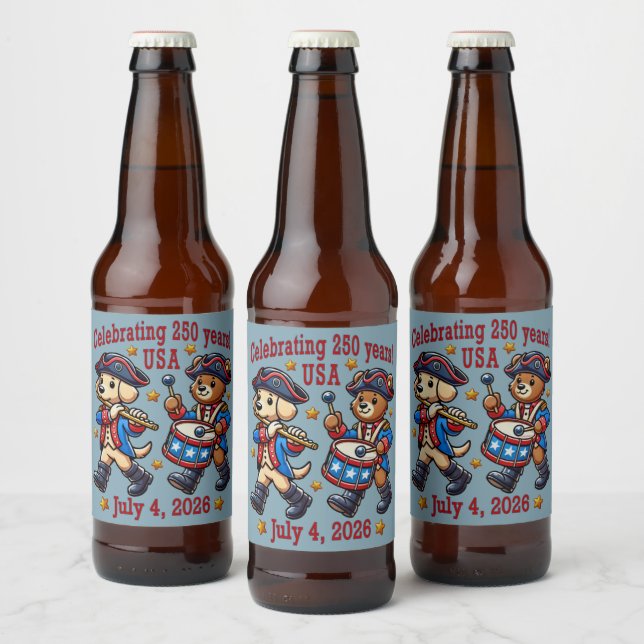 USA 250th Anniversary Souvenir - Patriotic  Beer Bottle Label (Bottles)