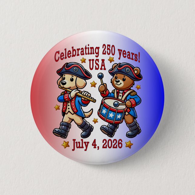 USA 250th Anniversary Souvenir - Patriotic  Button (Front)