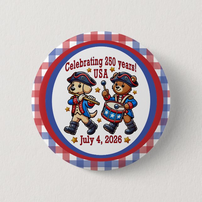 USA 250th Anniversary Souvenir - Patriotic  Button (Front)