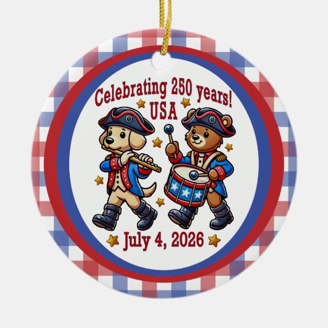 USA 250th Anniversary Souvenir - Patriotic  Ceramic Ornament (Front)