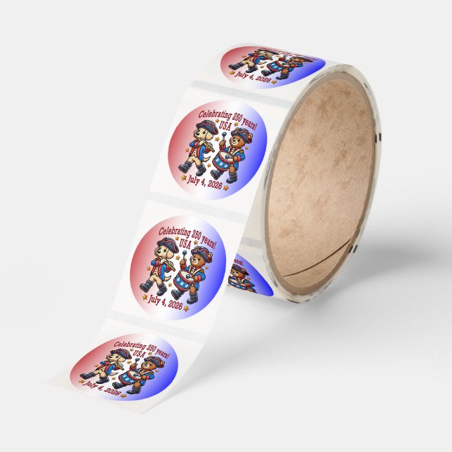 USA 250th Anniversary Souvenir - Patriotic  Classic Round Sticker (Roll)