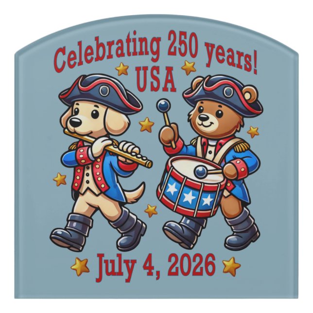 USA 250th Anniversary Souvenir - Patriotic  Door Sign (Contour Front)