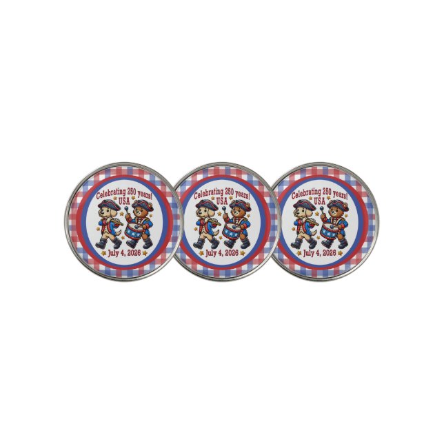 USA 250th Anniversary Souvenir - Patriotic  Golf Ball Marker (3 Up)