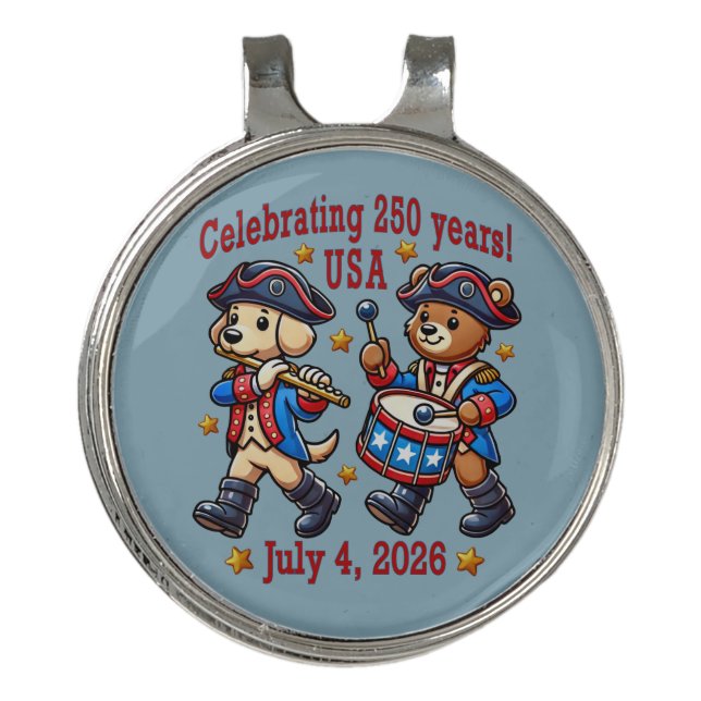 USA 250th Anniversary Souvenir - Patriotic  Golf Hat Clip (Front)