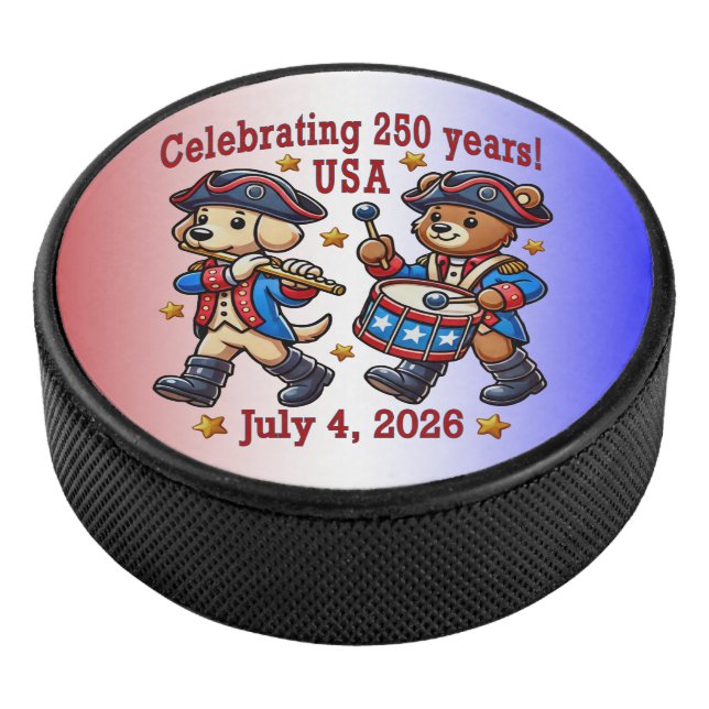 USA 250th Anniversary Souvenir - Patriotic  Hockey Puck (3/4)
