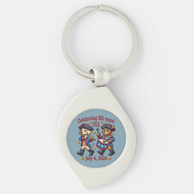 USA 250th Anniversary Souvenir - Patriotic  Keychain (Front)
