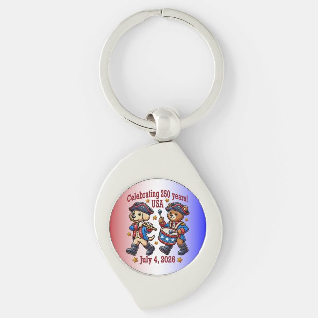 USA 250th Anniversary Souvenir - Patriotic  Keychain (Front)