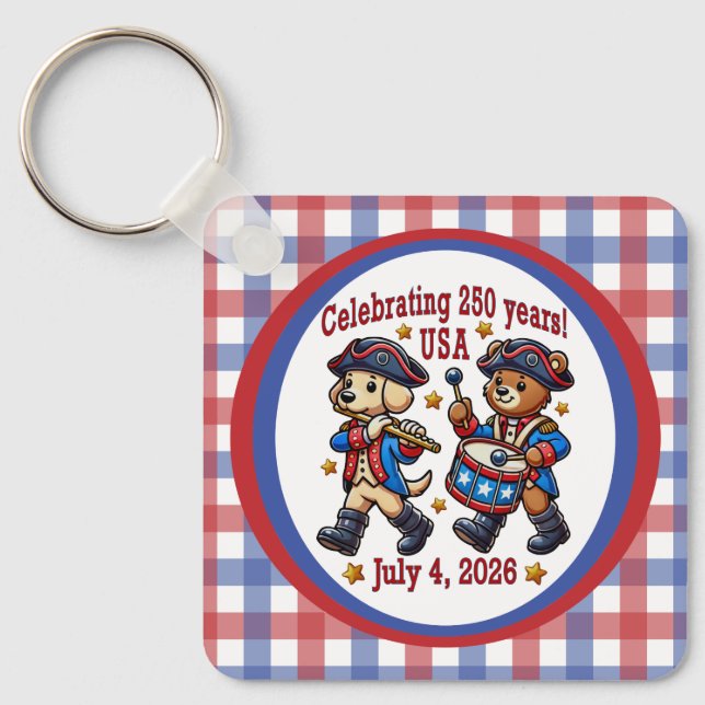 USA 250th Anniversary Souvenir - Patriotic  Keychain (Front)