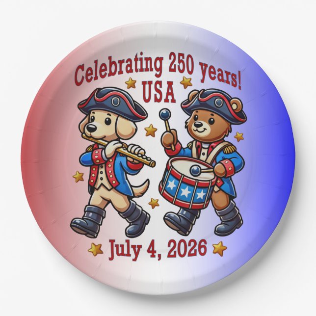 USA 250th Anniversary Souvenir - Patriotic  Paper Plates (Front)
