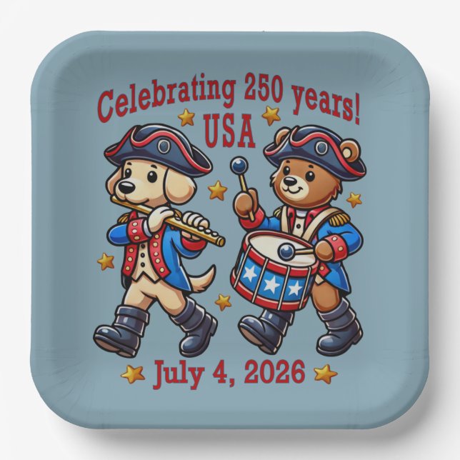 USA 250th Anniversary Souvenir - Patriotic  Paper Plates (Front)