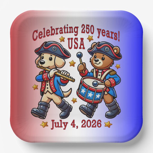 USA 250th Anniversary Souvenir - Patriotic  Paper Plates (Front)