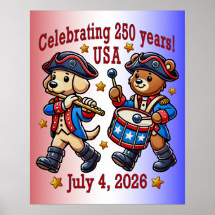 USA 250th Anniversary Souvenir - Patriotic Poster