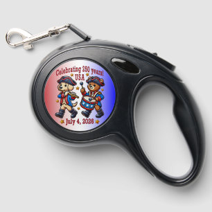 USA 250th Anniversary Souvenir - Patriotic Retractable Pet Leash