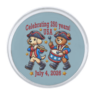 USA 250th Anniversary Souvenir - Patriotic Silver Finish Lapel Pin