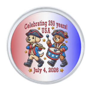 USA 250th Anniversary Souvenir - Patriotic  Silver Finish Lapel Pin