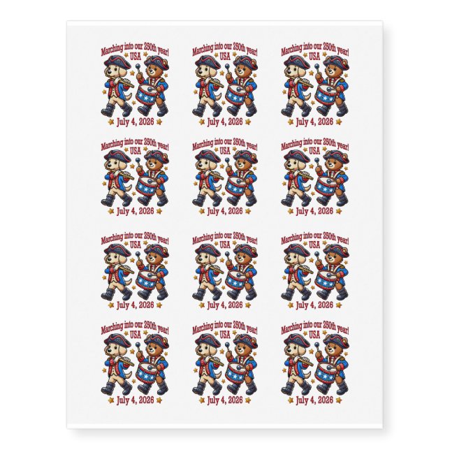 USA 250th Anniversary Souvenir - Patriotic  Temporary Tattoos (Front)