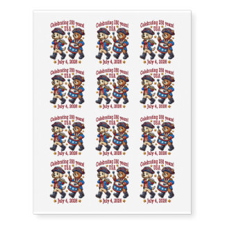 USA 250th Anniversary Souvenir - Patriotic  Temporary Tattoos